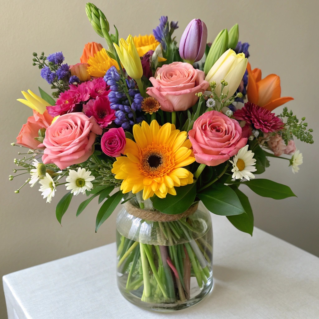 Vårbukett med tulipaner